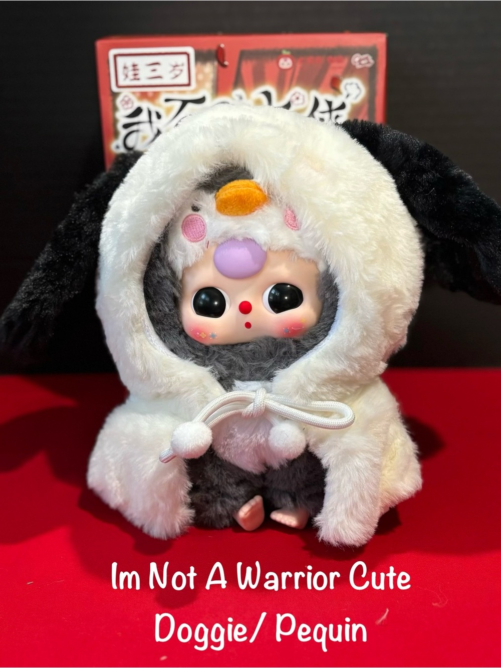 Im Not A Warrior Baby Three Dog/Paquin White & Black Cozy Doggie Hood Confrimed